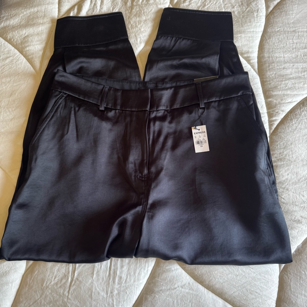 Express Black Satin Pants NWT